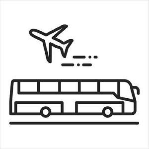 2CRRK8A Airport transfer black line icon. Regularly scheduled transportation service. Pictogram for web page, mobile app, promo. UI UX GUI design element.
